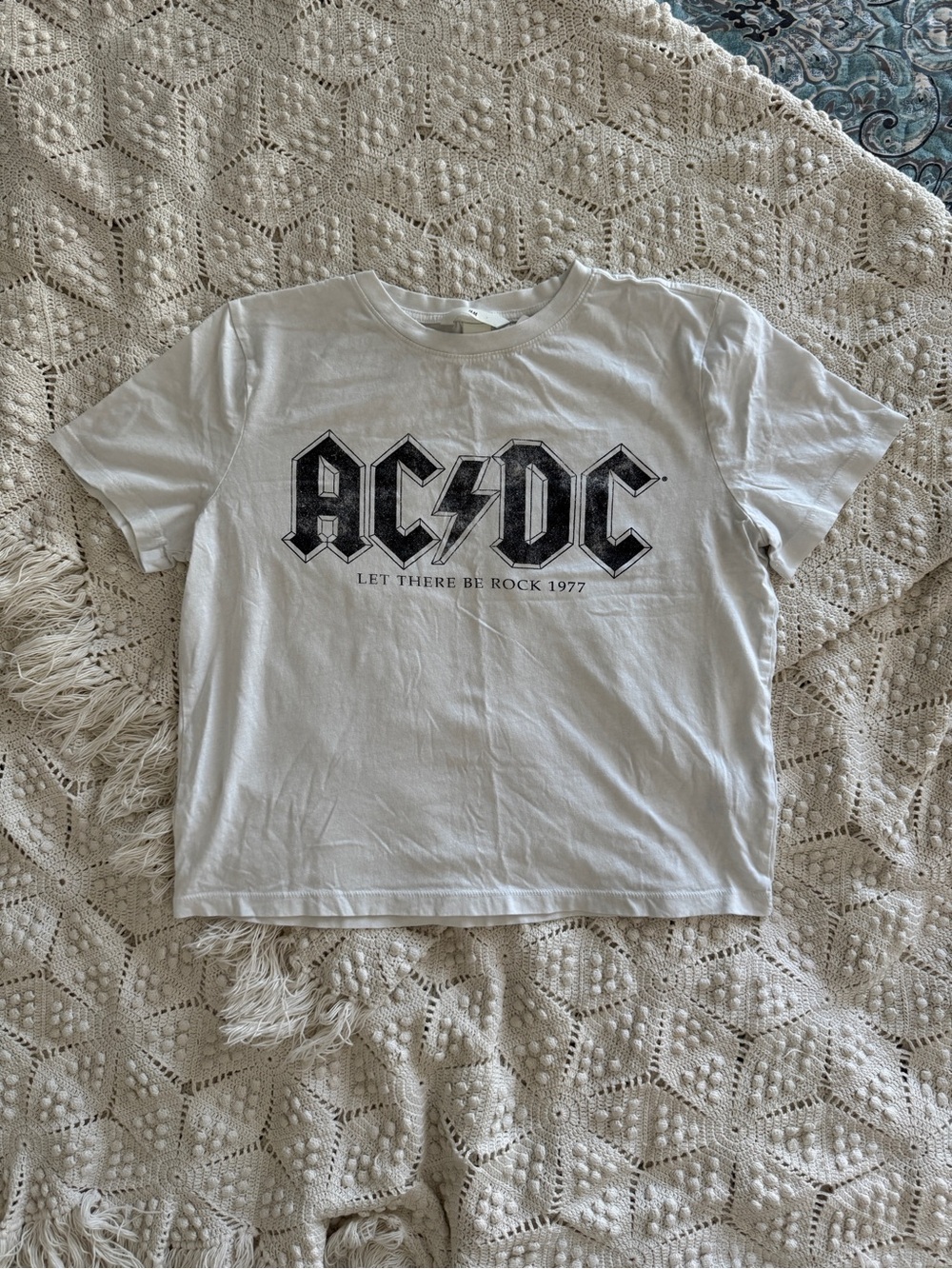 H&M White AC/DC Graphic Short Sleeve Tee
